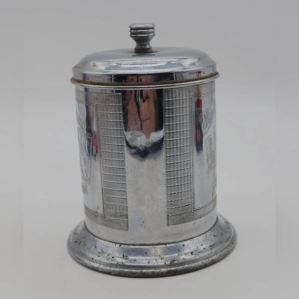 Vintage Silver Tea Time Tea Caddy Canister